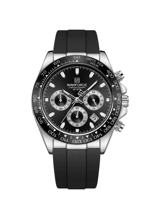 Naviforce Men’s Watch NF8054-S-B-B – Black Dial with Silicone Rubber Strap - Image 1